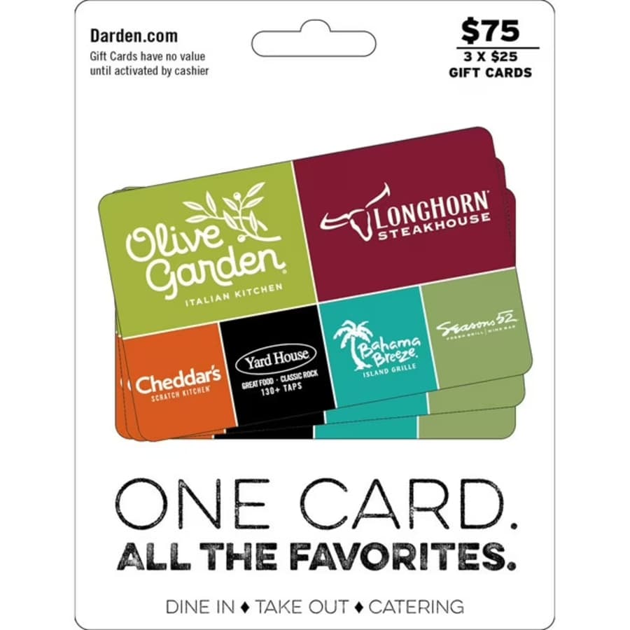 $75 Darden Gift Card at Sam's Club: $72
