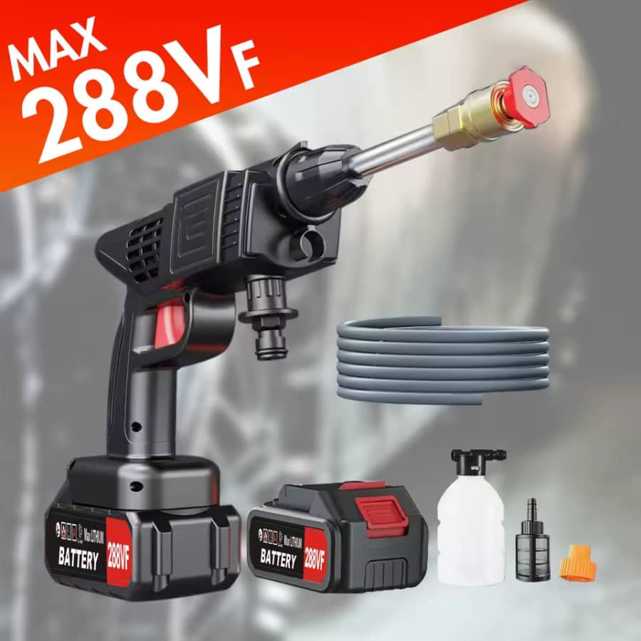 450W Cordless Electric Pressure Washer w/ 2 Batteries and Charger: $15.81