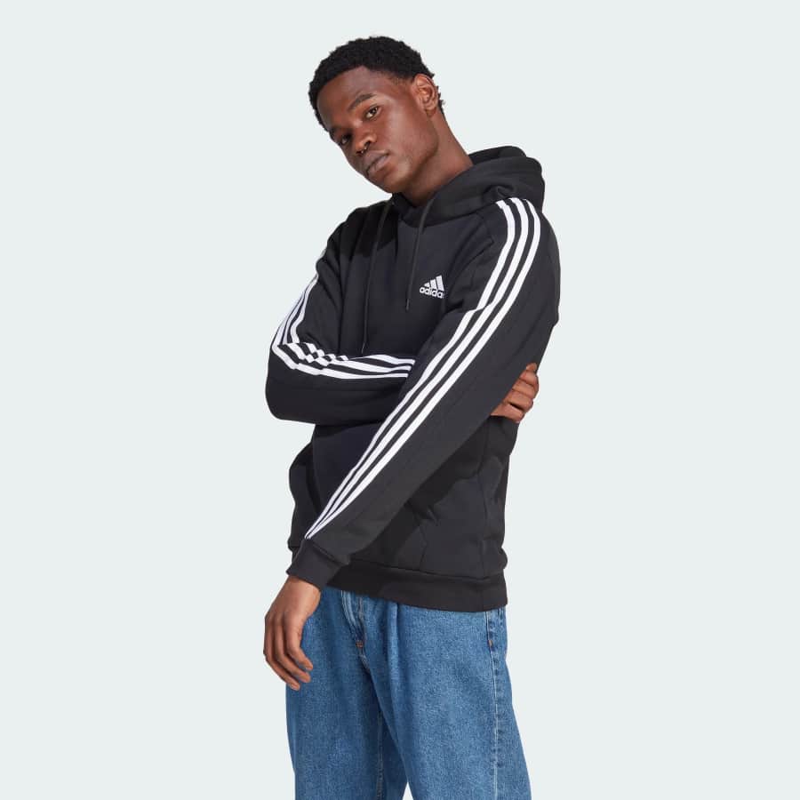 adidas Men's Essentials 3-Stripes Full-Zip Hoodie: $18 adidas Men's Essentials 3-Stripes Full-Zip Hoodie: $18