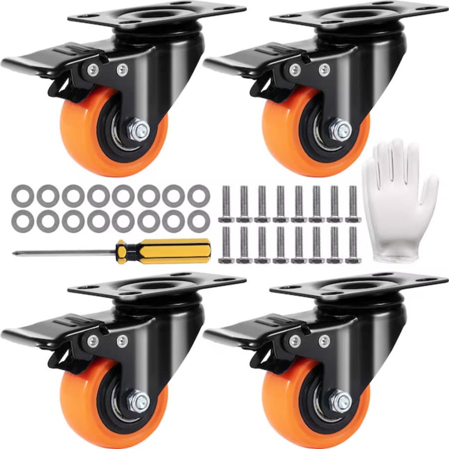 Vevor 2" Swivel Plate Caster Wheels 4-Pack: $15