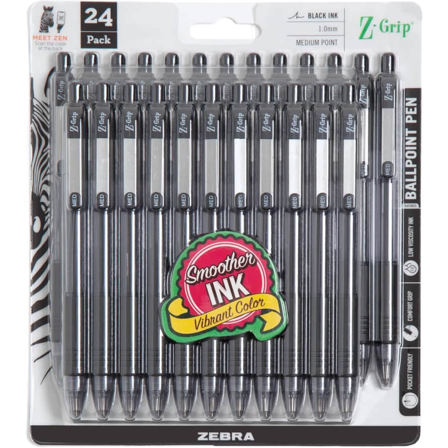 Zebra Pen Z-Grip Retractable Ballpoint Pen 24-Pack: $5.39