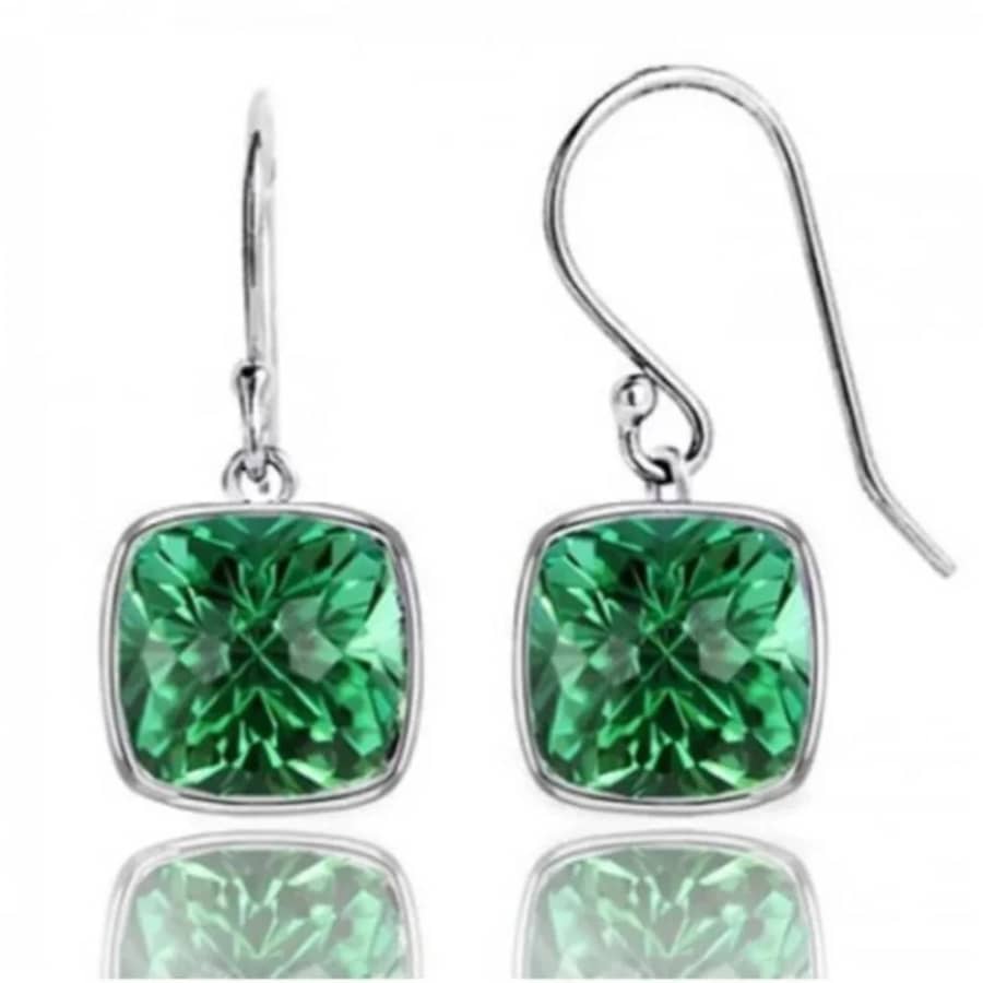 4.5-TCW Lab Grown Cushion Cut Emerald Drop Earrings: $49