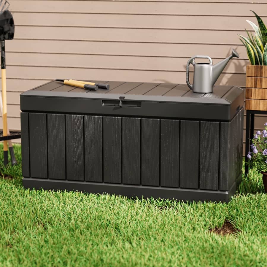 Homall 82-Gallon Outdoor Storage Lockable Resin Deck Box: $49.99