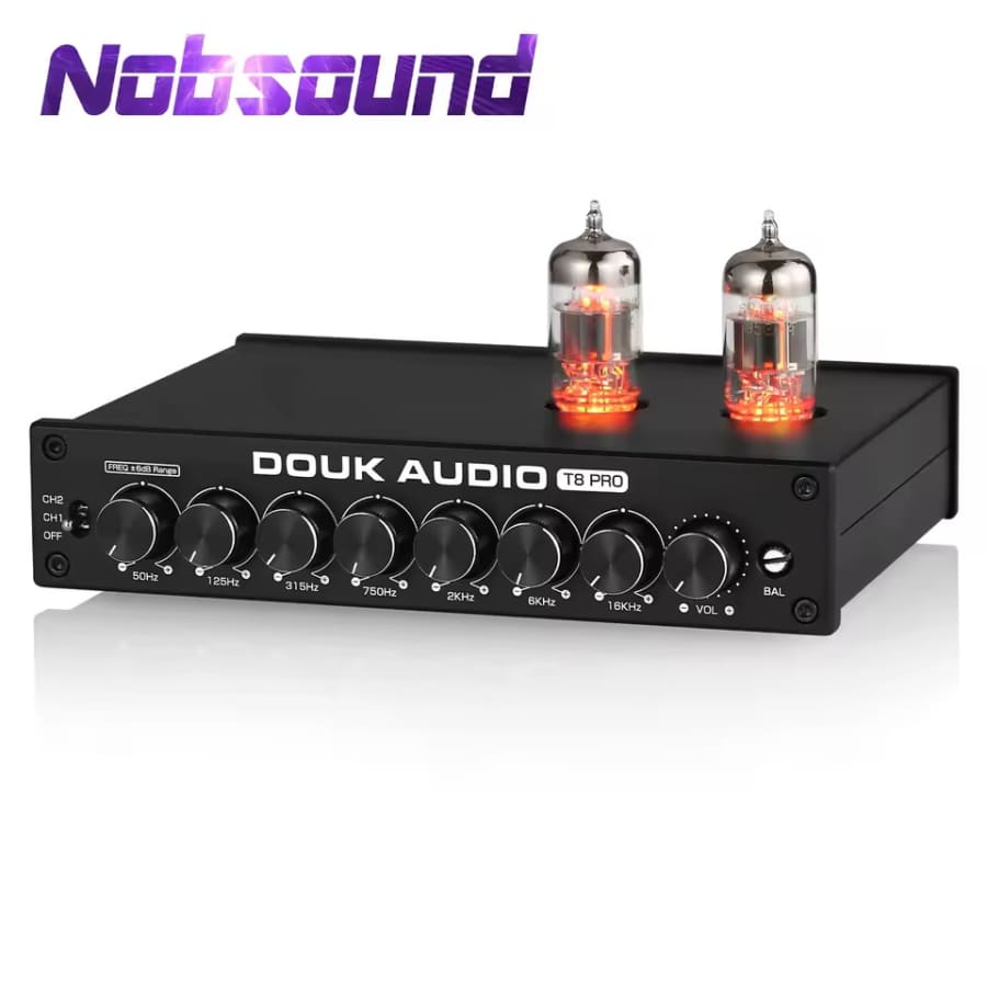 Douk T8 Pro HiFi 7-Band EQ Vacuum Tube Balanced XLR and RCA Pre-Amp: $82.96