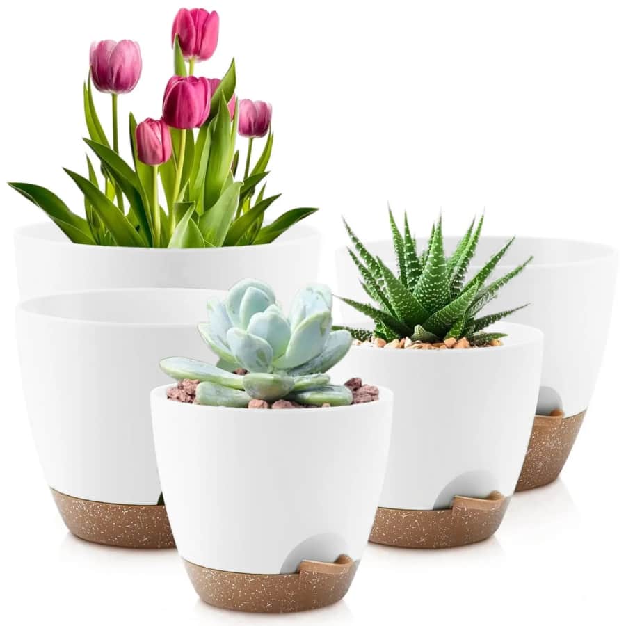 Foukus Self-Watering Plant Pots w/ Drainage 5-Pack: $16.99