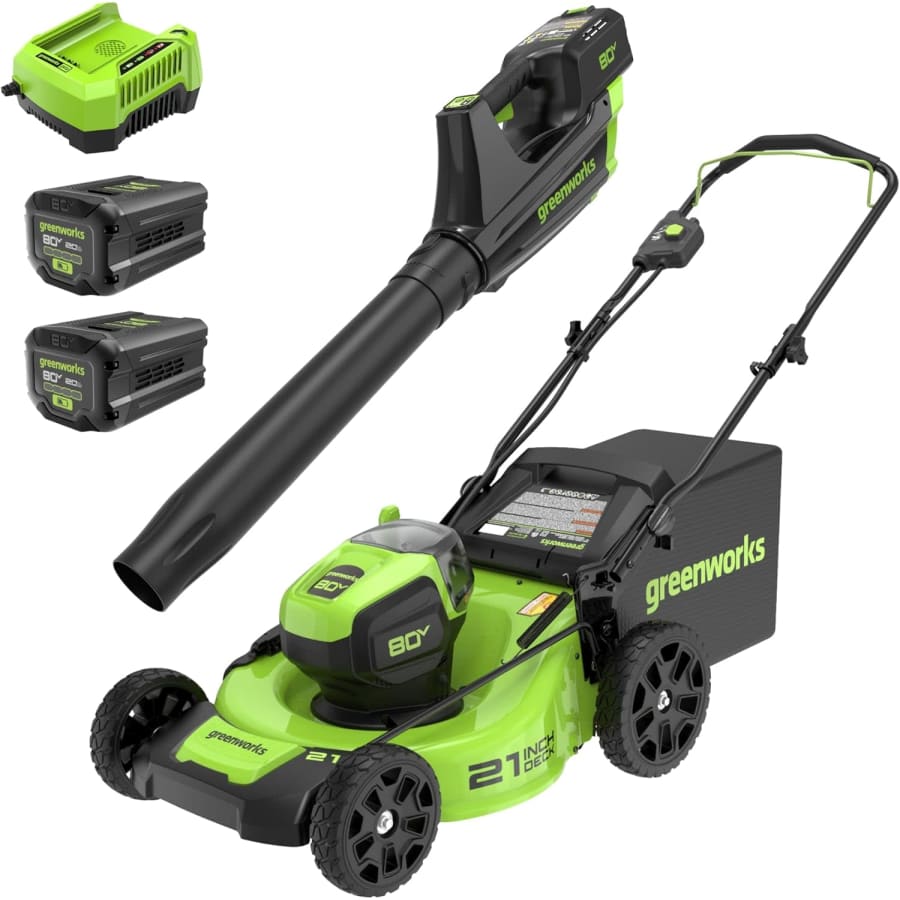 Greenworks 80V 21" Push Cordless Electric Lawn Mower w/ Axial Leaf Blower Kit: $298 Greenworks 80V 21" Push Cordless Electric Lawn Mower w/ Axial Leaf Blower Kit: $298