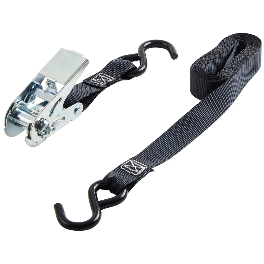 Hyper Tough 12 ft. x 1" Ratchet Tie-Down Strap w/ Coated S-Hook: $4 Hyper Tough 12 ft. x 1" Ratchet Tie-Down Strap w/ Coated S-Hook: $4