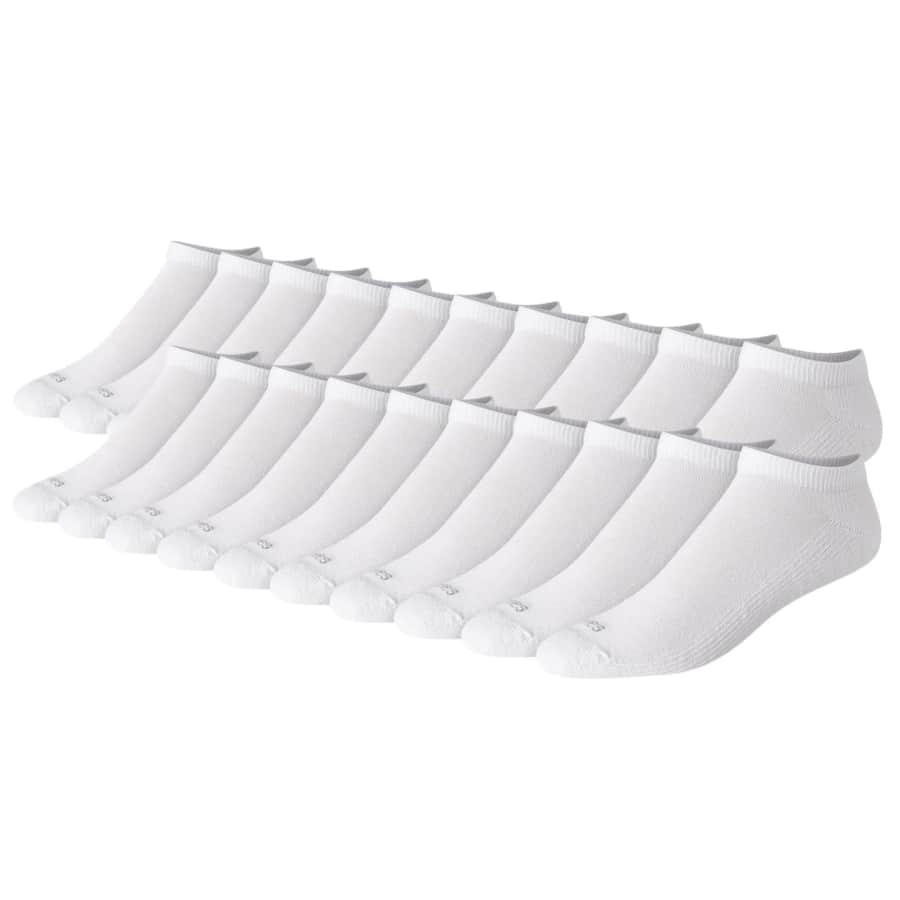 Hanes Men's Moisture-Wicking No-Show Socks 20-Pair Pack: $6