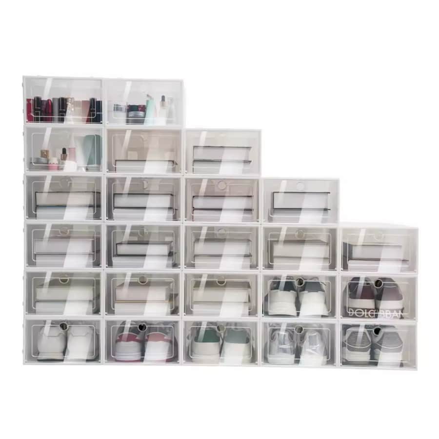 24-Piece Transparent Shoe Box Storage: $38