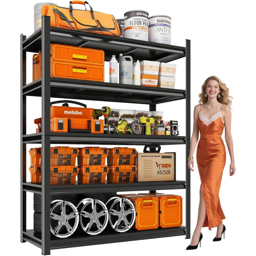78" Heavy Duty 5-Tier Steel Garage Shelving Unit: $59