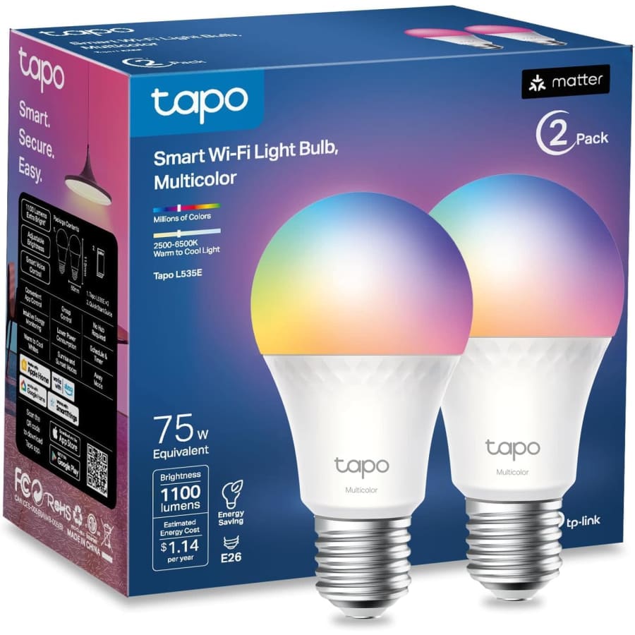 TP-Link Tapo 1100 Lumens Smart Light Bulbs 2-Pack: $18.99