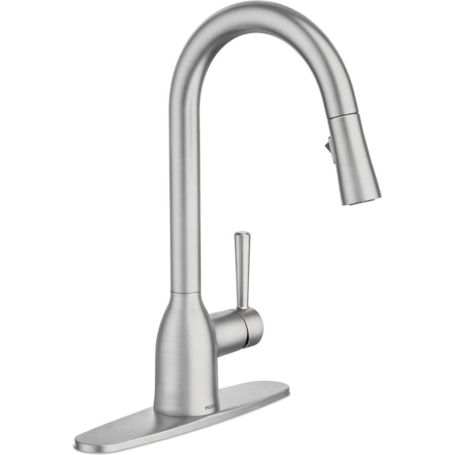Moen Adler Spot Resist Stainless Pulldown Kitchen Faucet: $100 Moen Adler Spot Resist Stainless Pulldown Kitchen Faucet: $100