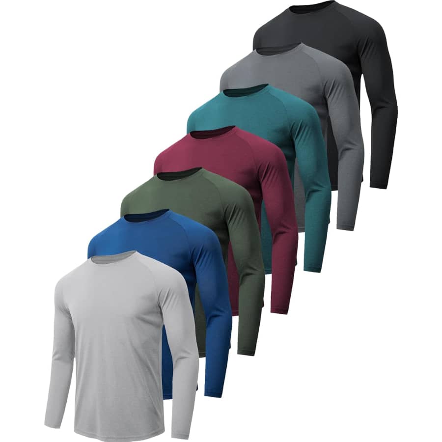 Men's Long Sleeve Quick Dry UPF 50+ T-Shirt 7-Pack: $35.99