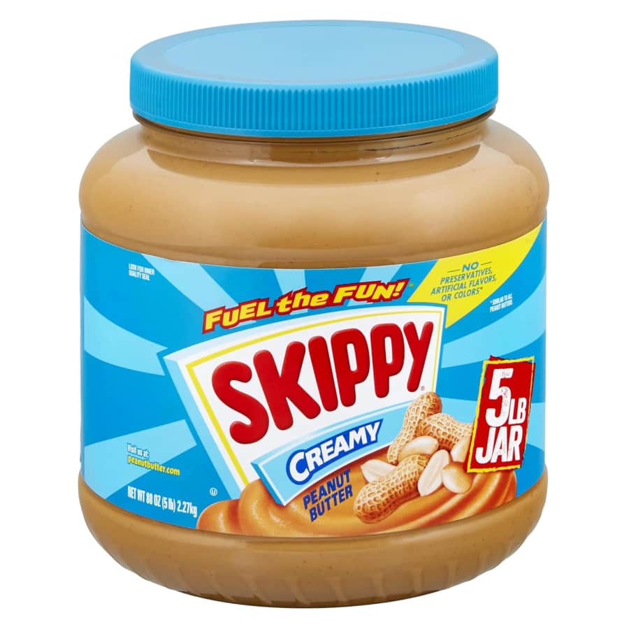Skippy 5-lb. Creamy Peanut Butter Spread: $7.53 via Sub & Save Skippy 5-lb. Creamy Peanut Butter Spread: $7.53 via Sub & Save