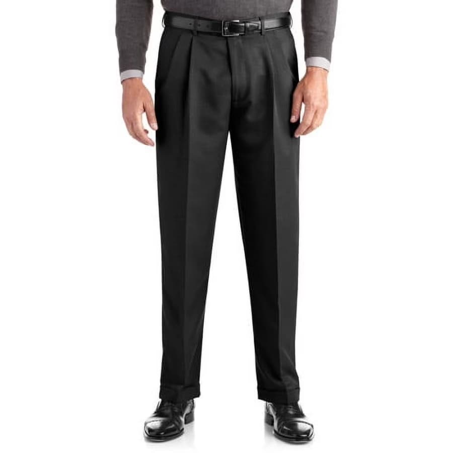 George Men's Pleated Cuffed Microfiber Dress Pants w/ Adjustable Waistband: $15