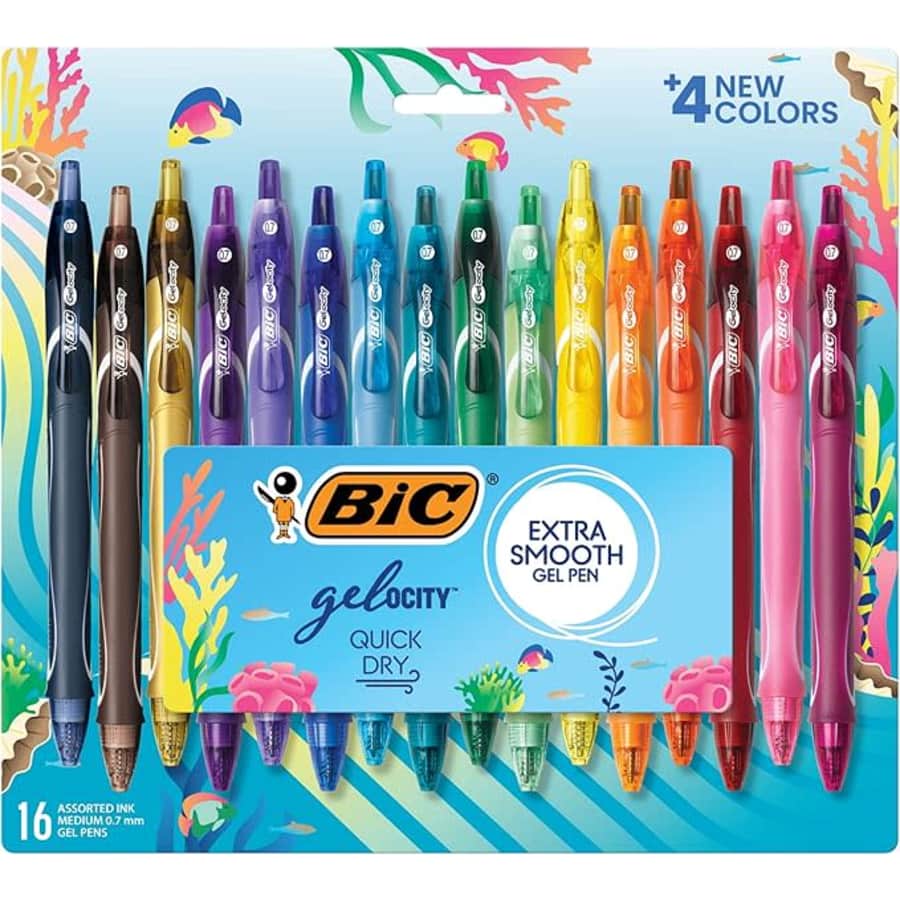BIC Gelocity Quick Dry Ocean Themed Gel Pens 16-Pack: $11 BIC Gelocity Quick Dry Ocean Themed Gel Pens 16-Pack: $11