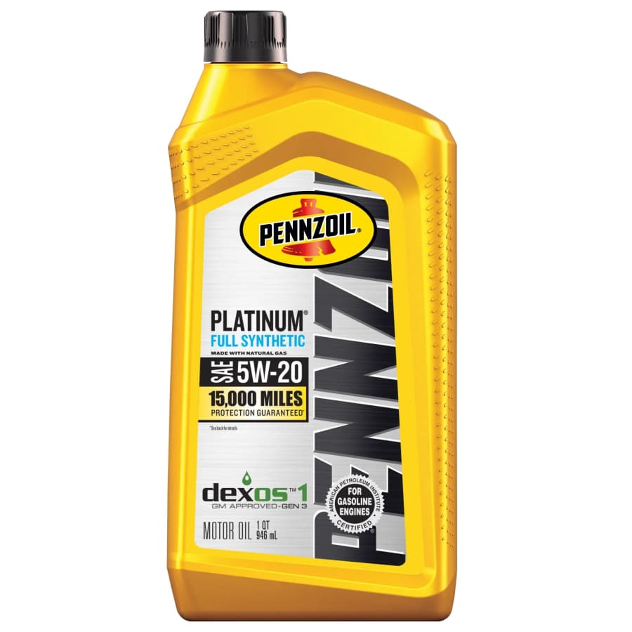 Pennzoil Platinum Full Synthetic 5W-20 Motor Oil 1-Quart Bottle: $7