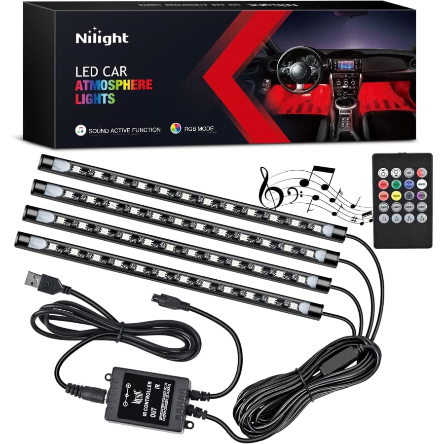 Nilight 48-LED DC 5V Multicolor Music Car Strip Light: $11
