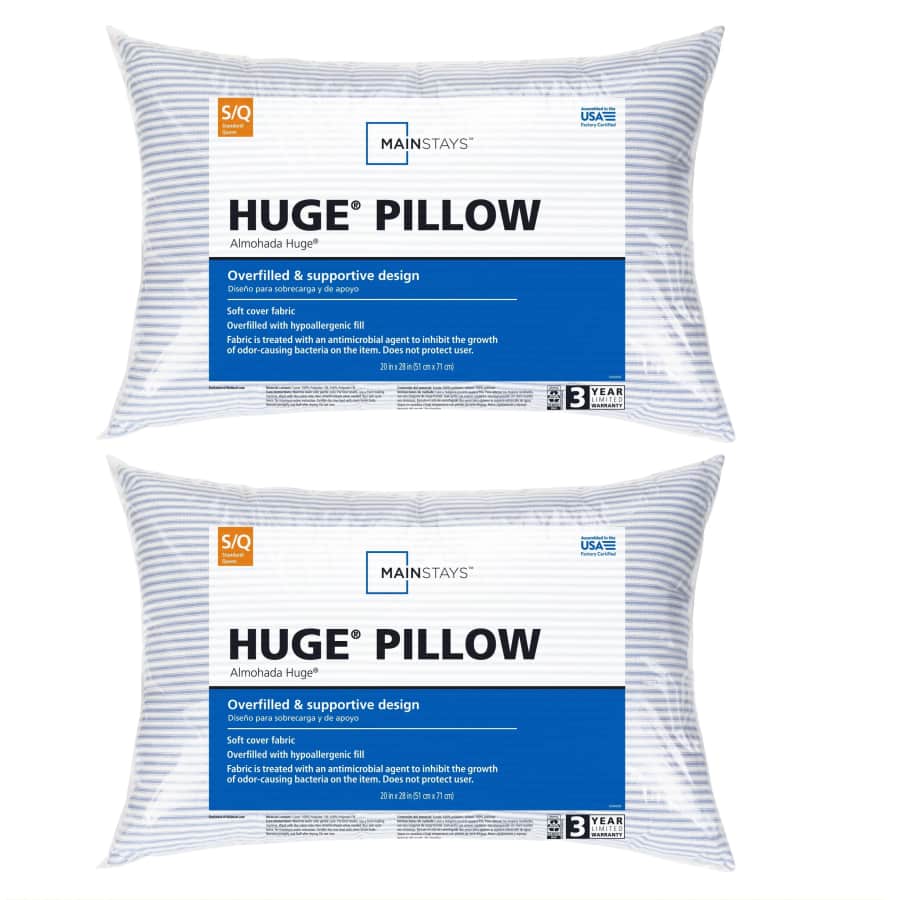 Mainstays Queen Overfilled Bed Pillow 2-Pack: $9.76 Mainstays Queen Overfilled Bed Pillow 2-Pack: $9.76