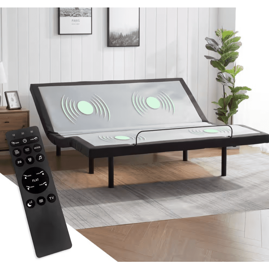 Hearth & Harbor King Adjustable Bed Base w/ Massage, LEDs & Remote: $599