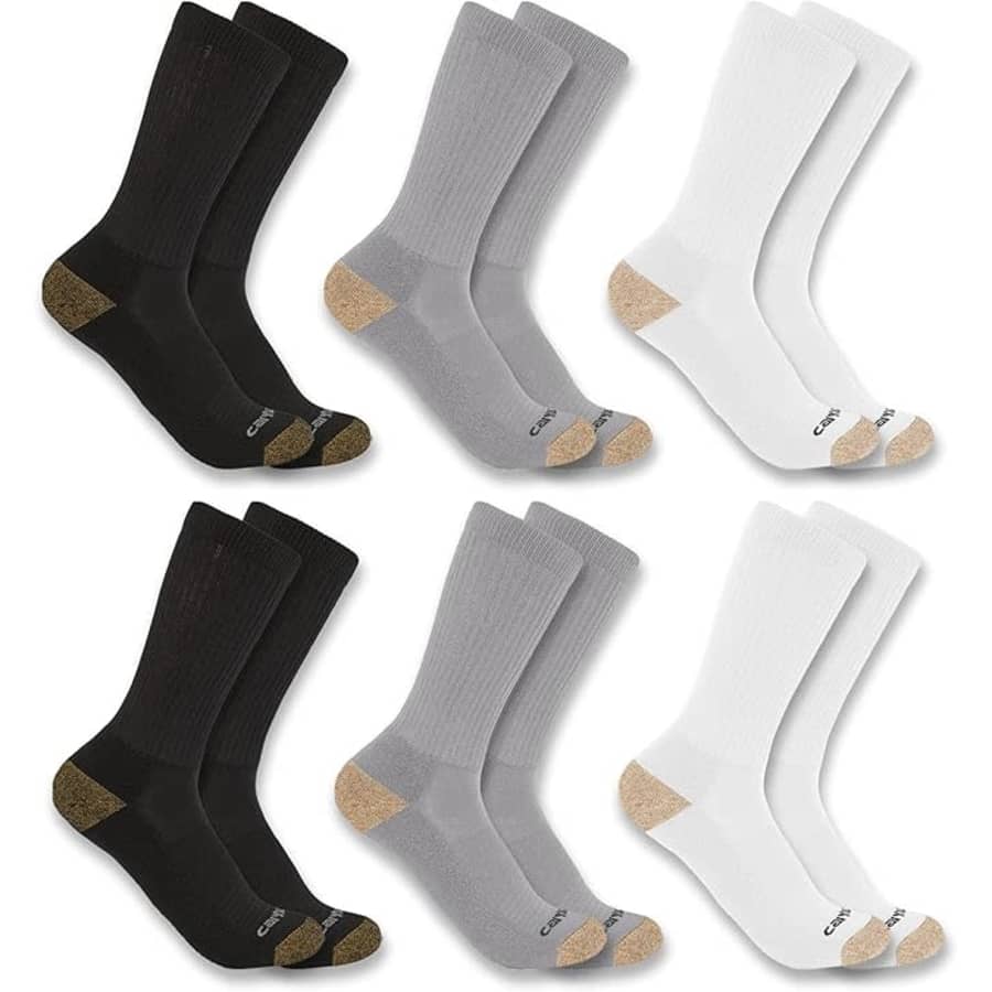 Carhartt Men's Midweight Crew Socks 6-Pack: $17