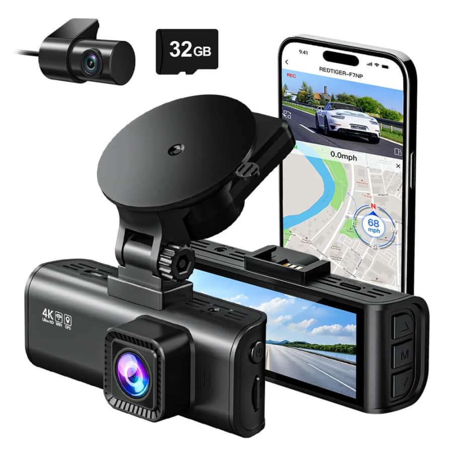 Open-Box Redtiger 4K Front and Rear Dash Camera: $55 Open-Box Redtiger 4K Front and Rear Dash Camera: $55