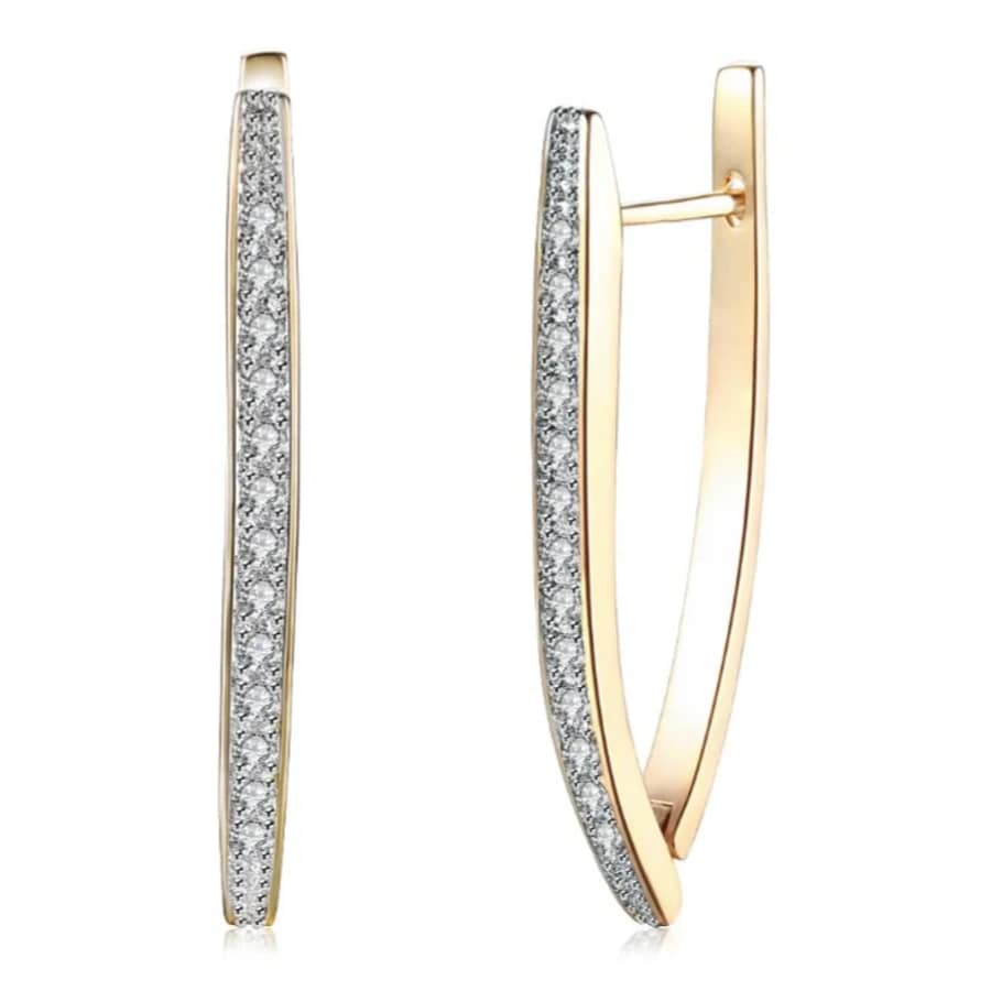 Golden NYC Jewelry Austrian Crystal Micro-Pav'e Curved Huggie Earrings in 18K Gold: $14 Golden NYC Jewelry Austrian Crystal Micro-Pav'e Curved Huggie Earrings in 18K Gold: $14