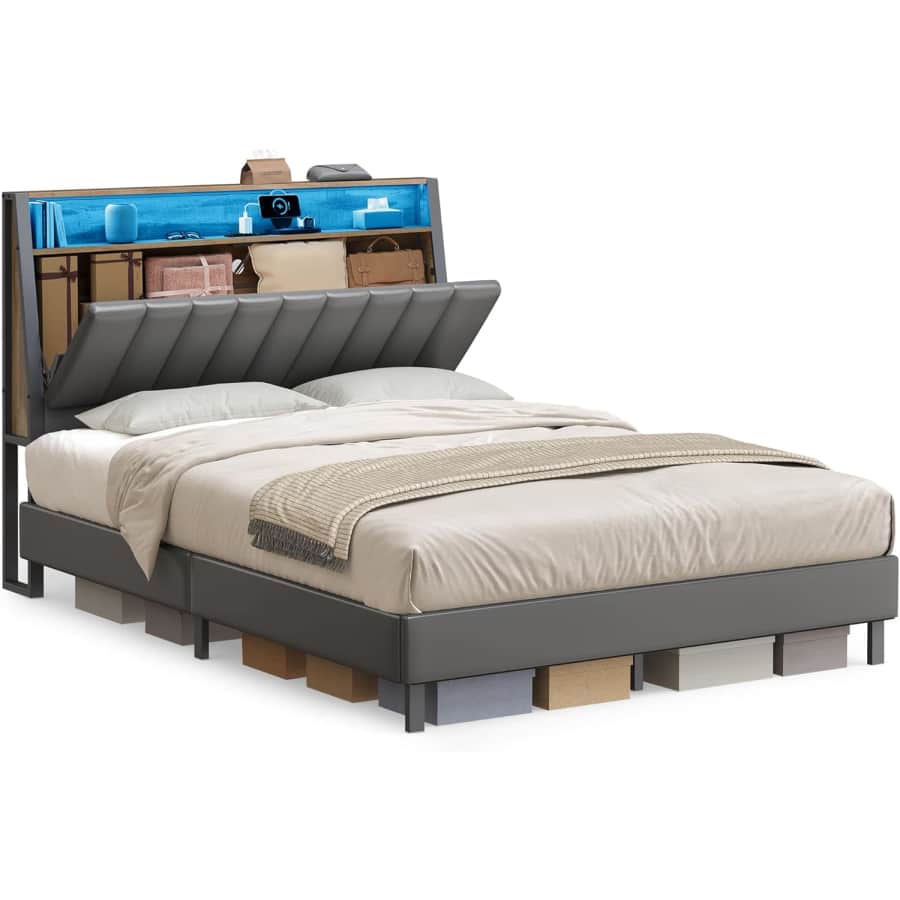 Vasagle Full LED Bed Frame with Storage: $125.99
