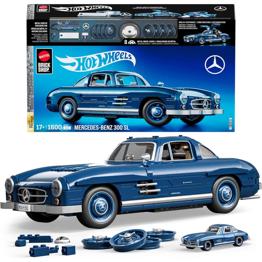 Mattel Brick Shop Hot Wheels Premium Series 1,600-Piece Mercedes-Benz 300 SL Building Set: $48.49