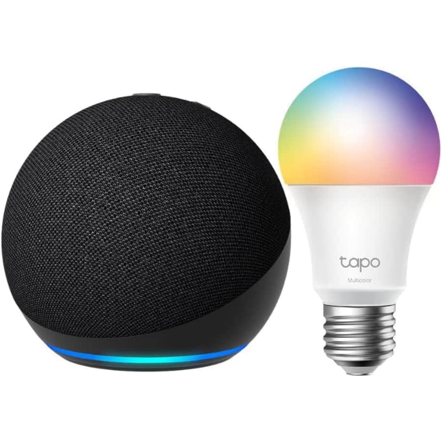 5th-Gen. Amazon Echo Dot (2022) w/ TP-Link Tapo Smart Color Bulb: $23