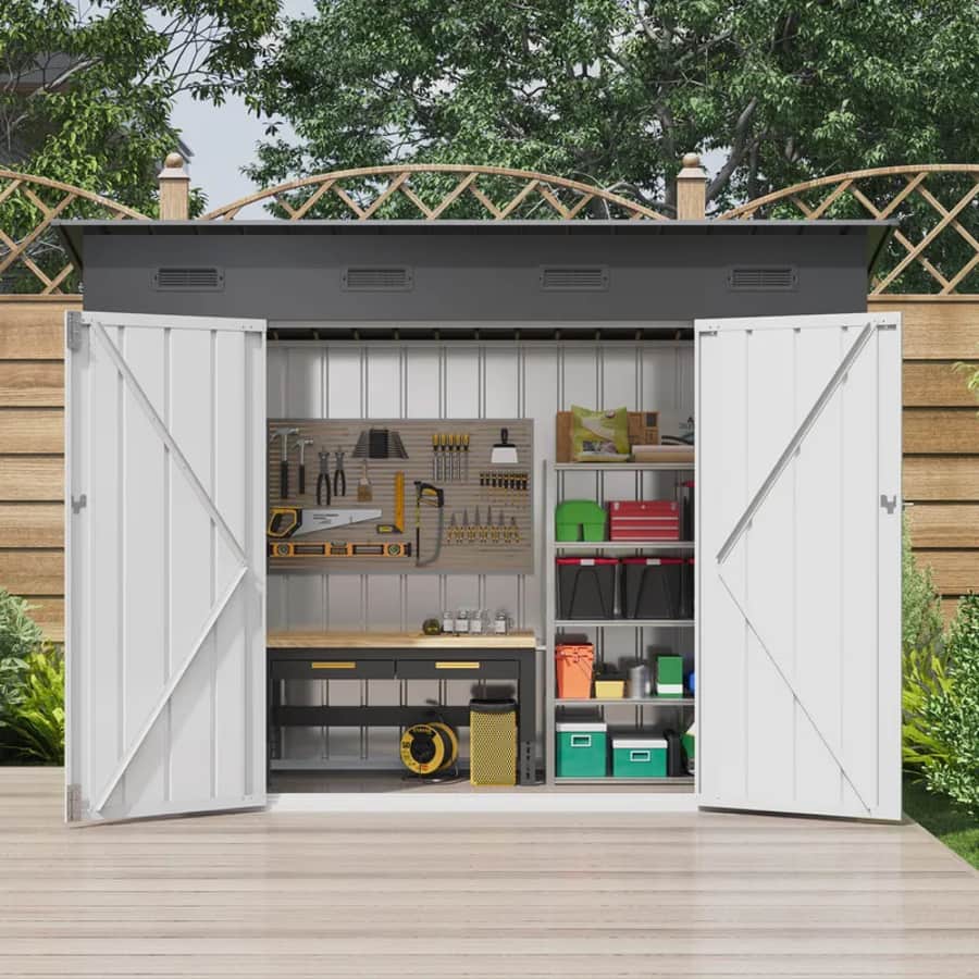 Yitahome 9x4-Foot Outdoor Metal Storage Shed Kit w/ Lockable Doors: $200.09 Yitahome 9x4-Foot Outdoor Metal Storage Shed Kit w/ Lockable Doors: $200.09