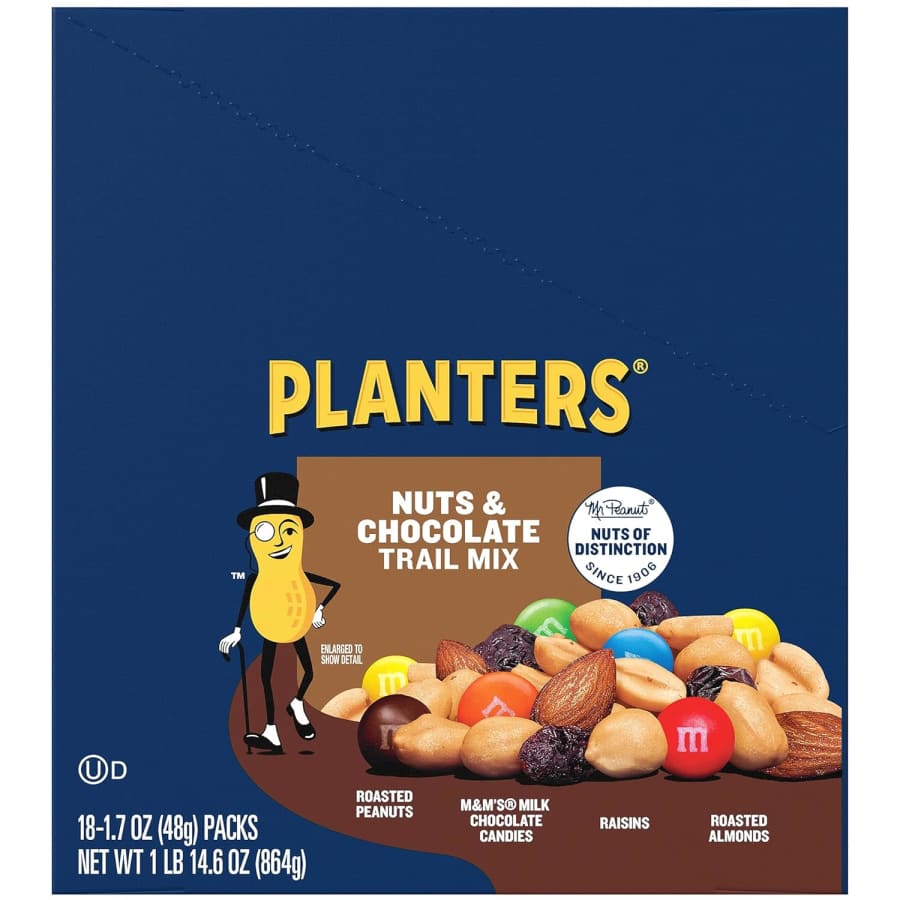 Planters Chocolate Trail Mix Nuts 1.7 oz Bags 18-Pack: $16 Planters Chocolate Trail Mix Nuts 1.7 oz Bags 18-Pack: $16