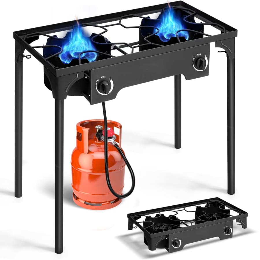 Ktaxon 2-Burner Propane 150,000-BTU Stove Stand BBQ Grill: $69