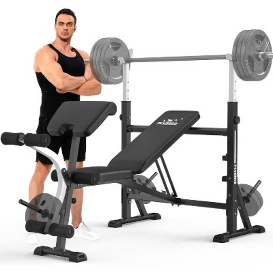 Flybird Weight Bench w/ Preacher Curl & Leg Developer: $159.99
