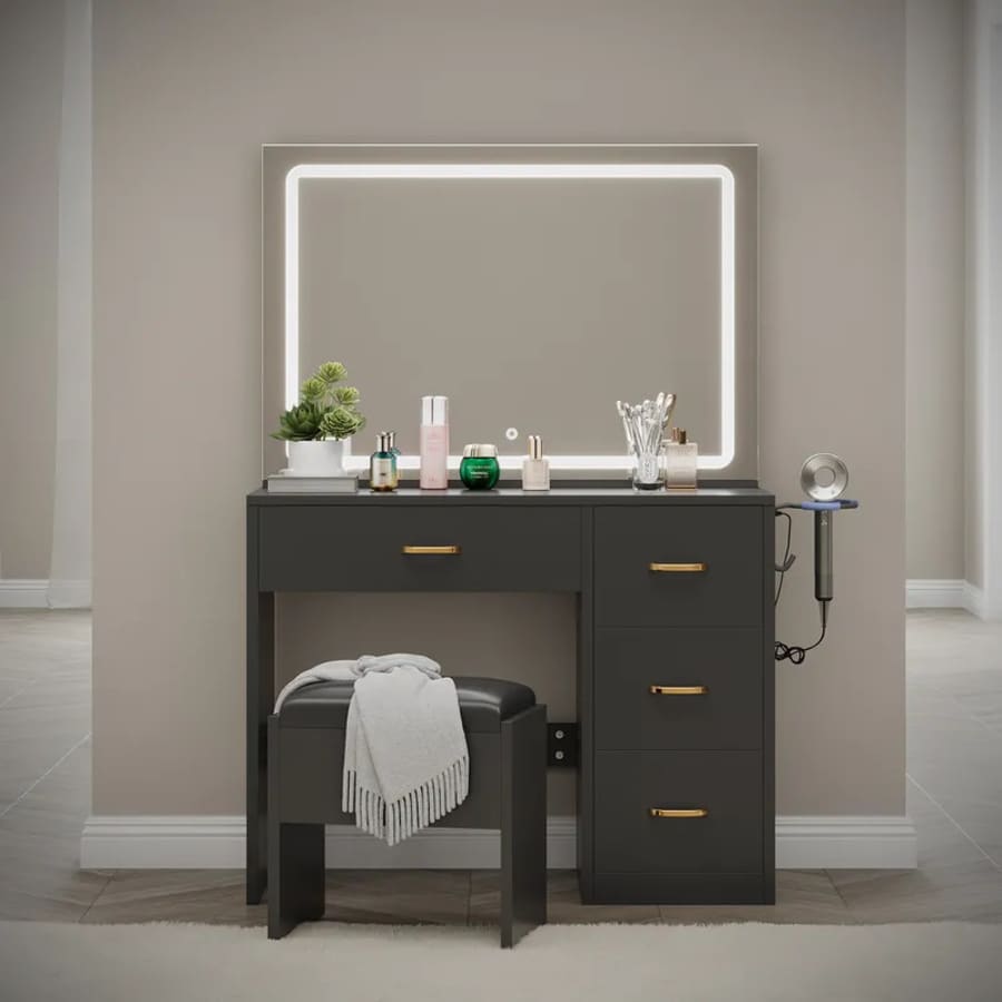 Yitahome 35" Modern Vanity Table Set w/ LED Mirror: $145.99 Yitahome 35" Modern Vanity Table Set w/ LED Mirror: $145.99