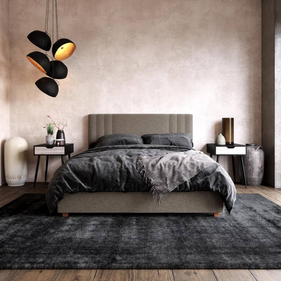 DHP Wynn Upholstered Bed with Headboard and Frame: $100 DHP Wynn Upholstered Bed with Headboard and Frame: $100