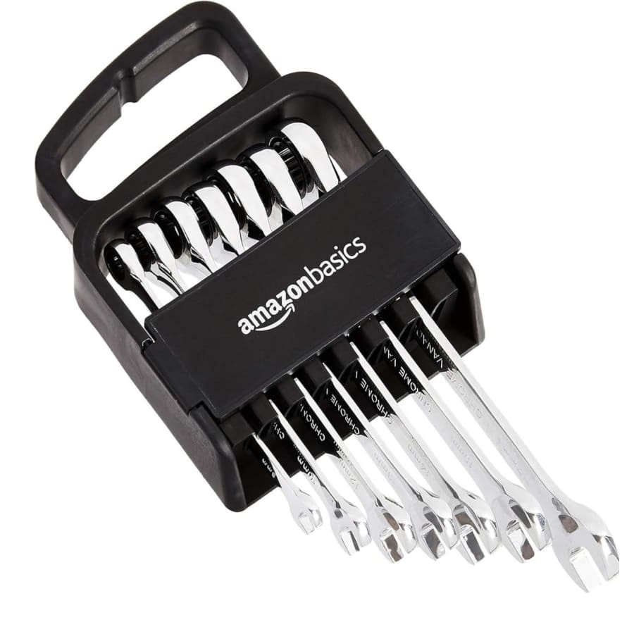 Amazon Basics Ratcheting Combination Wrench Set: $13