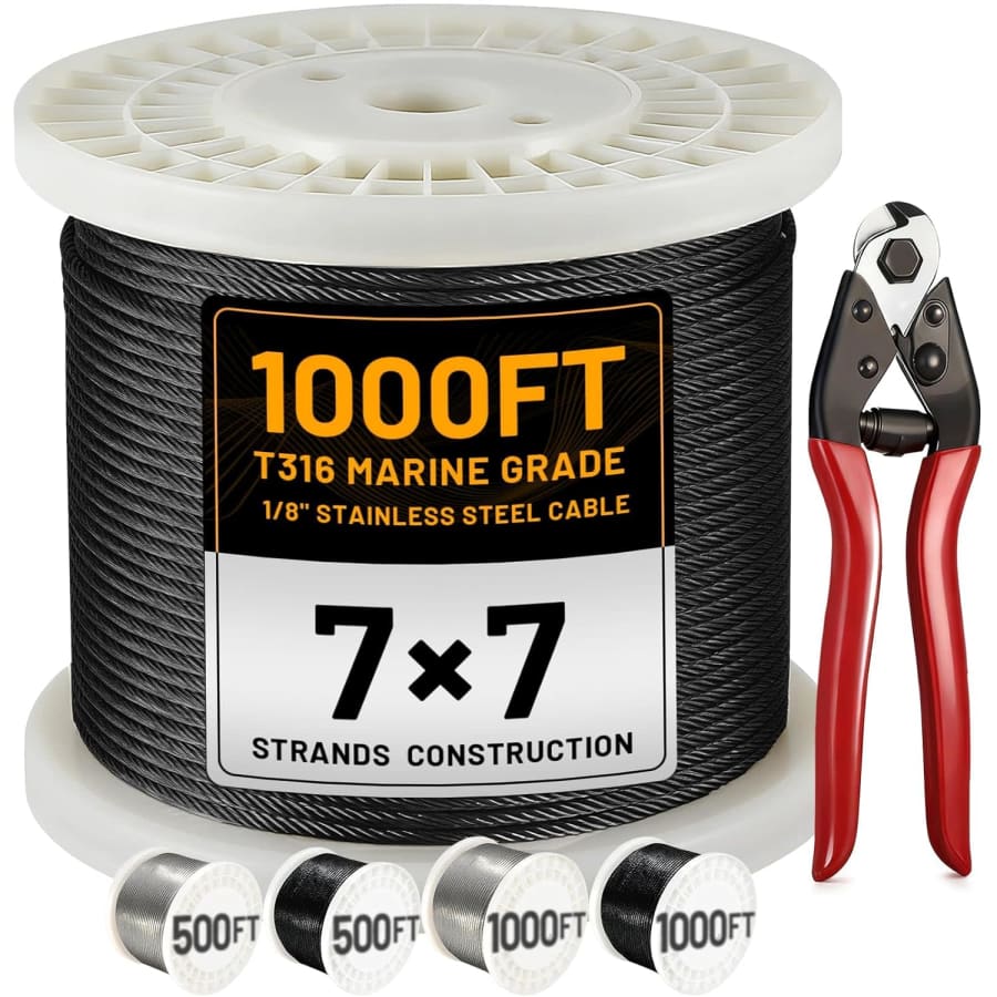 1,000-Foot 1/8" Stainless Steel Cable: $139