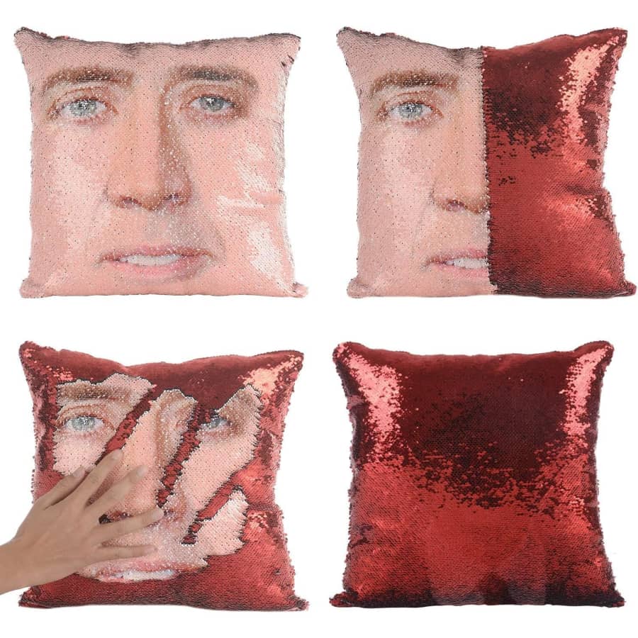 Nicolas Cage Sequin Pillow: $9.99 w/ Prime