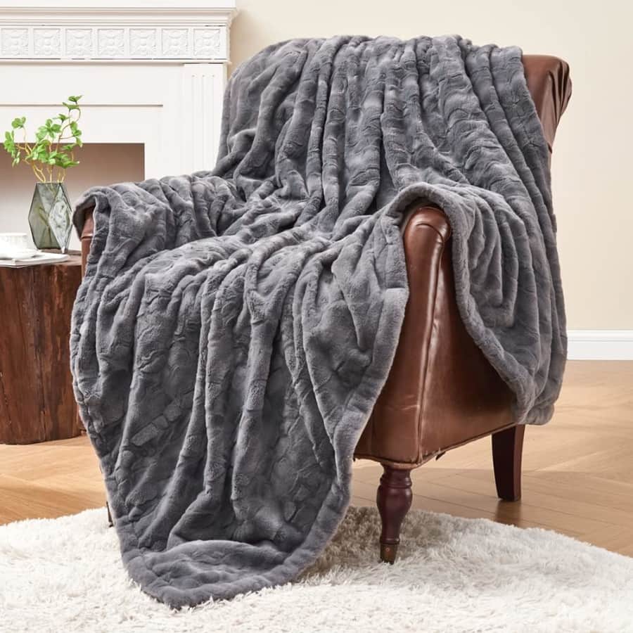 Krifey 50" x 60" Faux Fur Throw Blanket: $9.99