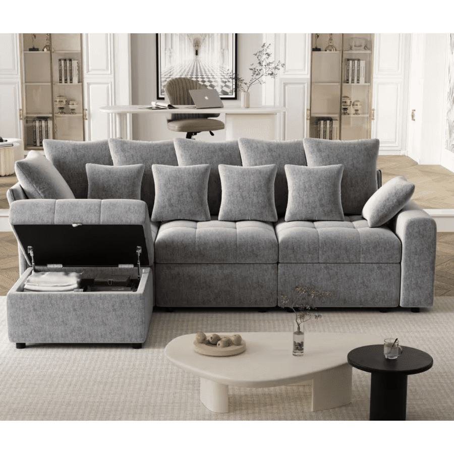Harper & Bright Designs 96" Modular Sectional Sofa with Storage Ottoman: $604 Harper & Bright Designs 96" Modular Sectional Sofa with Storage Ottoman: $604