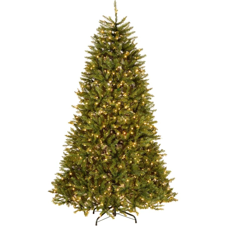 National Tree Company 7.5-Foot Dunhill Fir Pre-Lit Artificial Christmas Tree w/ Stand: $79.99