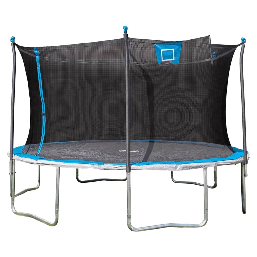 Sportspower Bounce Pro 14ft Round Trampoline with Safety Enclosure and Basketball Net: $109