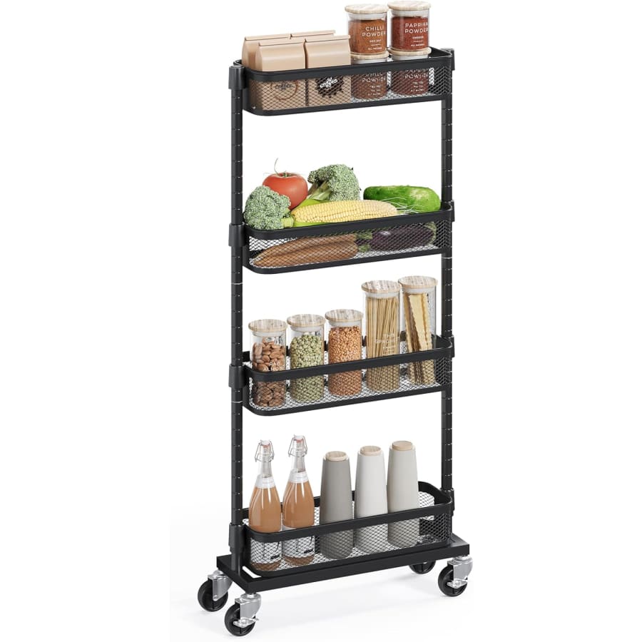 Songmics 4-Tier Slim Storage Cart with Wheels: $33
