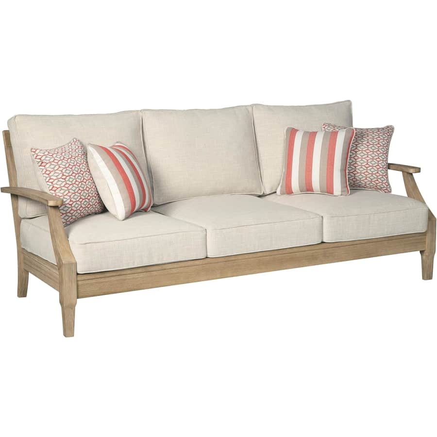 Signature Design by Ashley Clare View Coastal Outdoor Patio Eucalyptus Sofa: $673