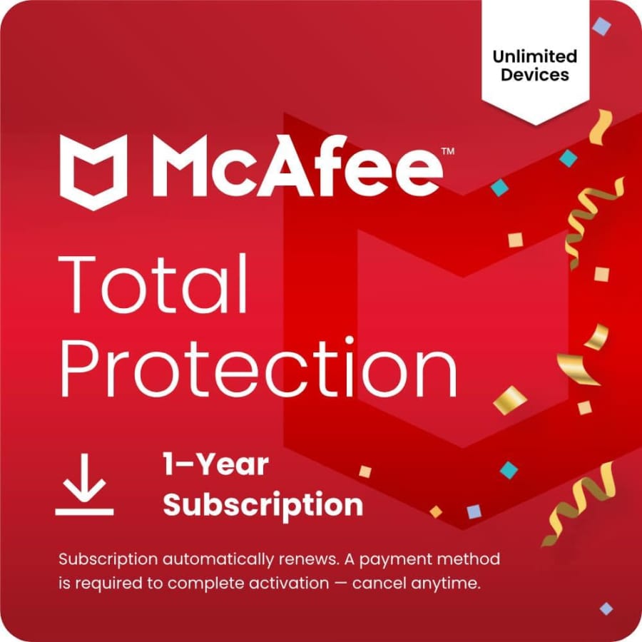 McAfee 1-Year Total Protection for Unlimited Devices 2025: $20 McAfee 1-Year Total Protection for Unlimited Devices 2025: $20