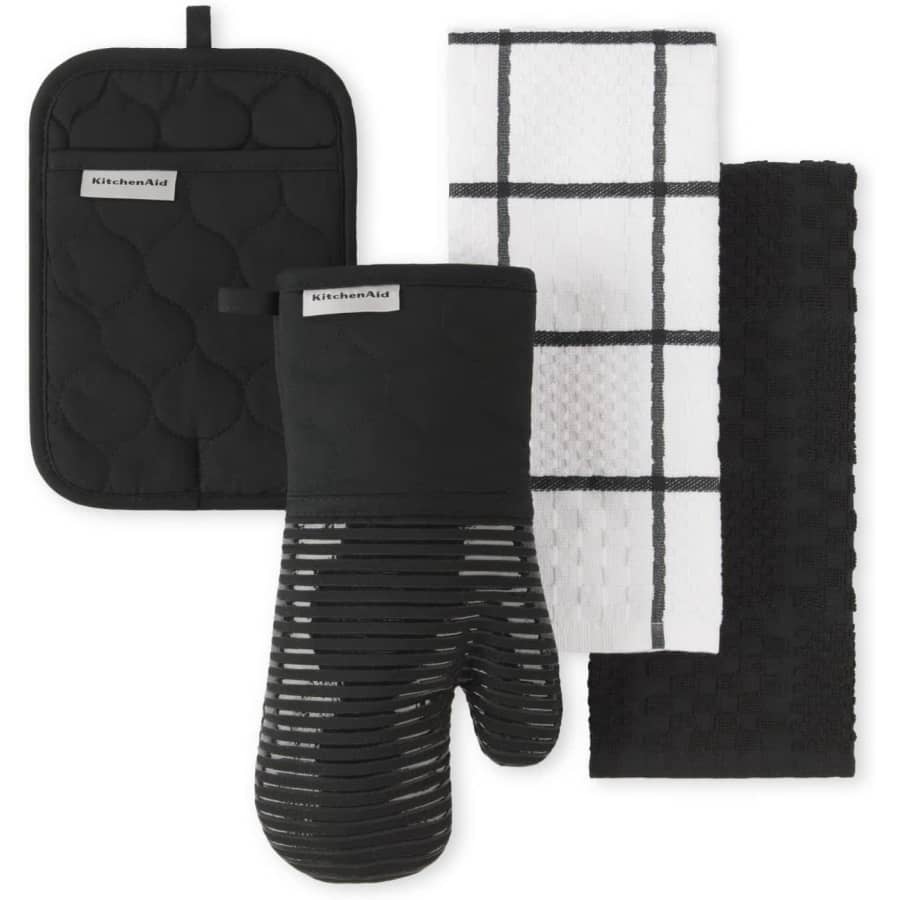 KitchenAid Quilted Cotton Terry Cloth, Oven Mitt, and Pot Holder Set: $9.91