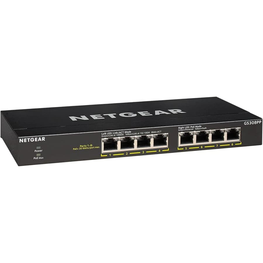 Netgear 8-Port PoE+ Gigabit Ethernet Switch: $70