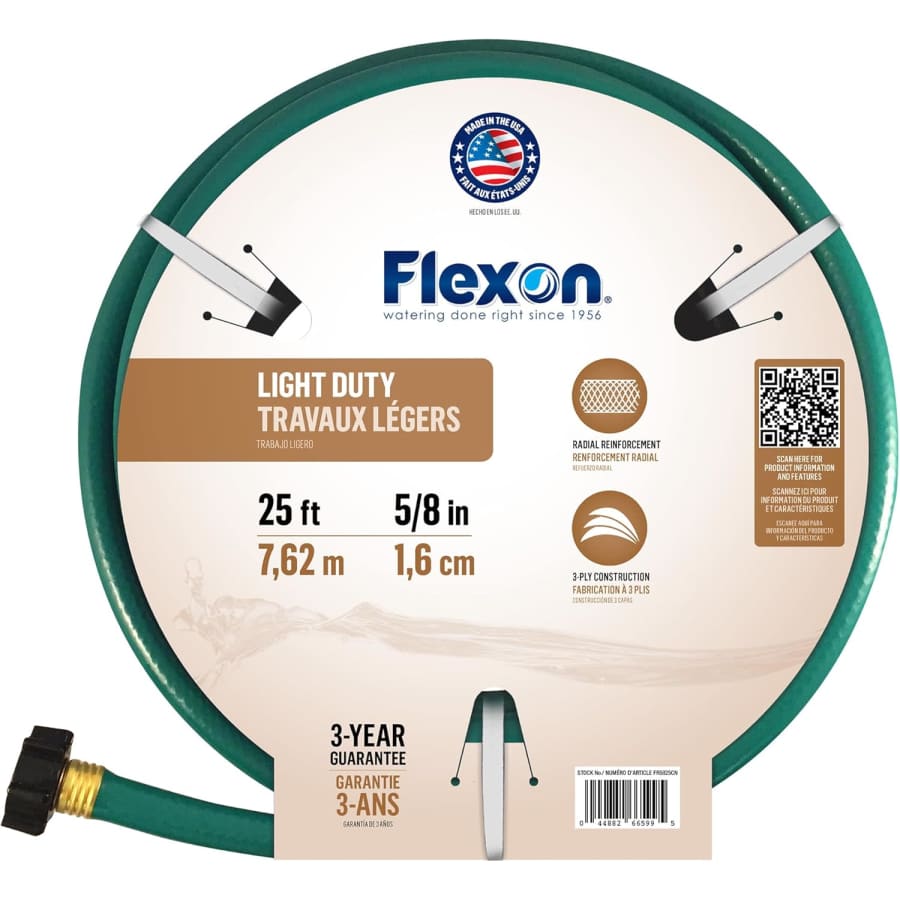 Flexon 5/8" x 25-Foot Reinforced Garden Hose: $7.36
