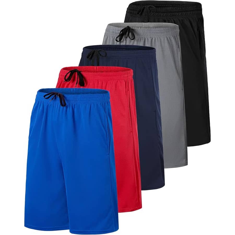 Real Essentials Men's Mesh Athletic Basketball Shorts 5-Pack: $28
